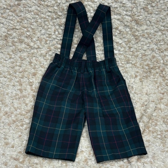 NWT Florence Eiseman navy and green Plaid overall Suspender Pants size 9mo - Picture 3 of 3